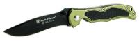 40P280 Folding Knife, Fine, Clip, Blk/Grn, 3-1/4 in