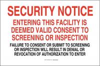 40P722 Security Sign, 24 x 36In, Blk and Red/Wht