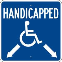 40P921 Parking Sign, 24 x 24In, White/Blue