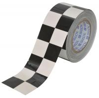 41E556 Aisle Marking Tape, 3In W, 100Ft L, Blk/Wht