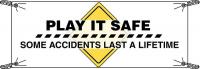 41F326 Safety Banner, 3-1/2 x 10 ft., Vinyl