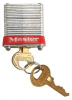 41F353 No-Shackle Padlock, Steel, Silver/Red
