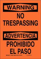 41F389 No Trespassing Sign, 20 x 14In, Blk/Red