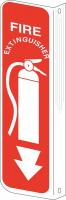 41F514 Fire Extinguisher Sign, 12 x 4In, Wht/Red