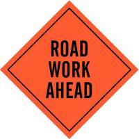 41F522 Road Sign, 48 x 48In, Black/Orange