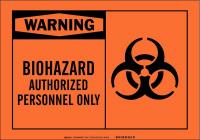 41F926 Biohazard Sign, 3-1/2 x 5In, Black on Orng