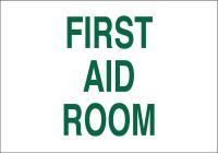 41F777 First Aid Sign, 10 x 14In, Green on White