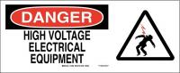 41F780 Danger Sign, 7 x 17In, Black/Red on White