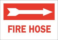 41F798 Fire Hose Sign, 10 x 14In, Red/White