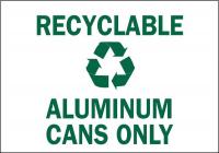 41F817 Recycling Sign, 10 x 14In, Green on White