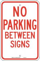 41G078 No Parking Sign, 18 x 12In, Red/White