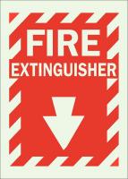 41F894 Fire Ext Sign, 14 x 10In, Green/Red