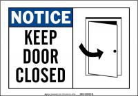 41F921 Door Sign, 3-1/2 x 5In, Black/Blue on Wht