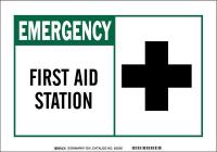 41F928 First Aid Sgn, 3-1/2 x 5In, Grn/Blk on Wht