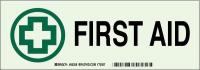 41F947 First Aid Sign, 5 x 14In, Lt Green on Grn