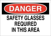 41F977 Danger Sign, 3-1/2 x 5In, Black/Red on Wht