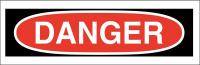 41F994 Danger Sign, 5 x 4In, Black/Red on White