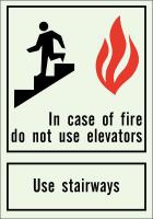 41G048 Fire Exit Sign, 10 x 7In, Red/Blk and Grn