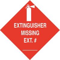 41G018 Fire Ext Sign, 3-1/2 x 3-1/2In, White/Red