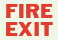 41G035 Fire Exit Sign, 10 x 14In, Red/Green