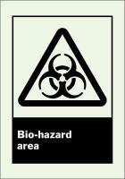 41G043 Biohazard Sign, 10 x 7In, Black on Green