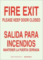 41G059 Fire Exit Sign, 14 x 10In, Red/Green