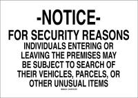 41G124 Security Sign, 14 x 20In, Black/White