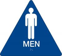 41G138 Restroom Sign, 10 x 11In, White/Blue