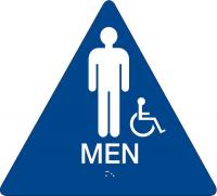 41G141 Restroom Sign, 10 x 11In, White/Blue