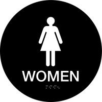 41G144 Restroom Sign, 12 x 12In, White/Blue