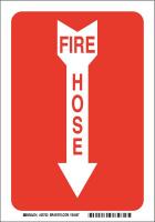 41G252 Fire Hose Sign, 10 x 7In, White/Red