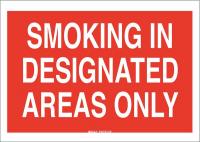 41G272 Smoking Area Sign, 7 x 10In, White/Red
