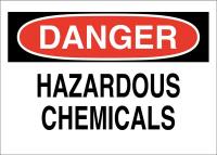 41G303 Chemical Sign, 7 x 10In, Blk/Red on White