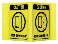 41G383 Door Sign, 6 x 9In, Black/Yellow