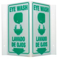 41G395 Eye Wash Sign, 11 x 12In, Green on White