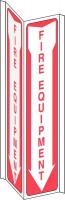 41G405 Fire Equipment Sign, 18 x 7-1/2In, Red/Wht