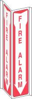 41G406 Fire Alarm Sign, 18 x 7-1/2In, Red/Wht