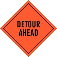41G412 Road Sign, 48 x 48In, Black/Orange