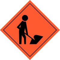 41G429 Road Sign, 36 x 36In, Black/Orange