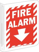 41G441 Fire Alarm Sign, 12 x 9In, White/Red