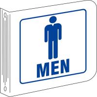 41G455 Restoom Sign, 6 x 8In, Blue/White