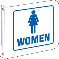 41G459 Restoom Sign, 6 x 8In, Blue/White