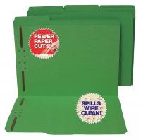 41N814 File Folders with Fasteners, Green, PK50