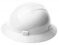 41N893 Hard Hat, Full Brim, White, 4-pt.Ratchet