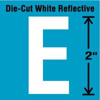 41P982 Letter Label, E, White, PK 5