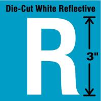 41R032 Letter Label, R, White, PK 5