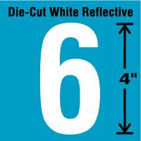 41R047 Number Label, 6, White, PK 5