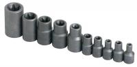 42W709 Socket Set, 1/4, 3/8, 1/2 Dr, Fem Torx, 10 Pc