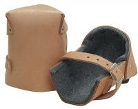 43Y532 Knee Pads, Leather/Felt, Tan, Pr