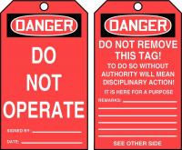 43Z187 Danger Tag By The Roll, 6-1/4 x 3, PK 100